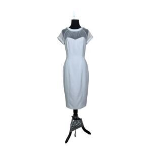 Maggy London light gray short sleeves sheath midi cocktail dress size 6